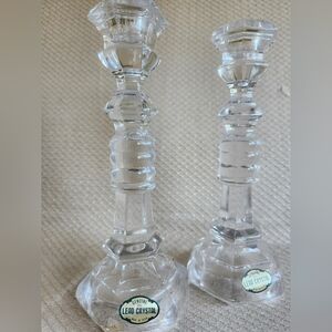 Vintage Candlestick Candle Holder 25% Lead Genuine Elegant Crystal Japan